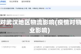 疫情对武汉地区物流影响(疫情对物流业影响)