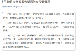 安徽1例是哪里的.安徽1例在哪个城市
