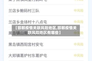 【邯郸疫情关联风险地区,邯郸疫情关联风险地区有哪些】