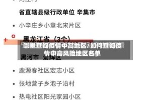 哪里查询疫情中高地区/如何查询疫情中高风险地区名单