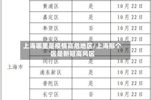 上海哪里是疫情高危地区/上海那个区是新冠高风区