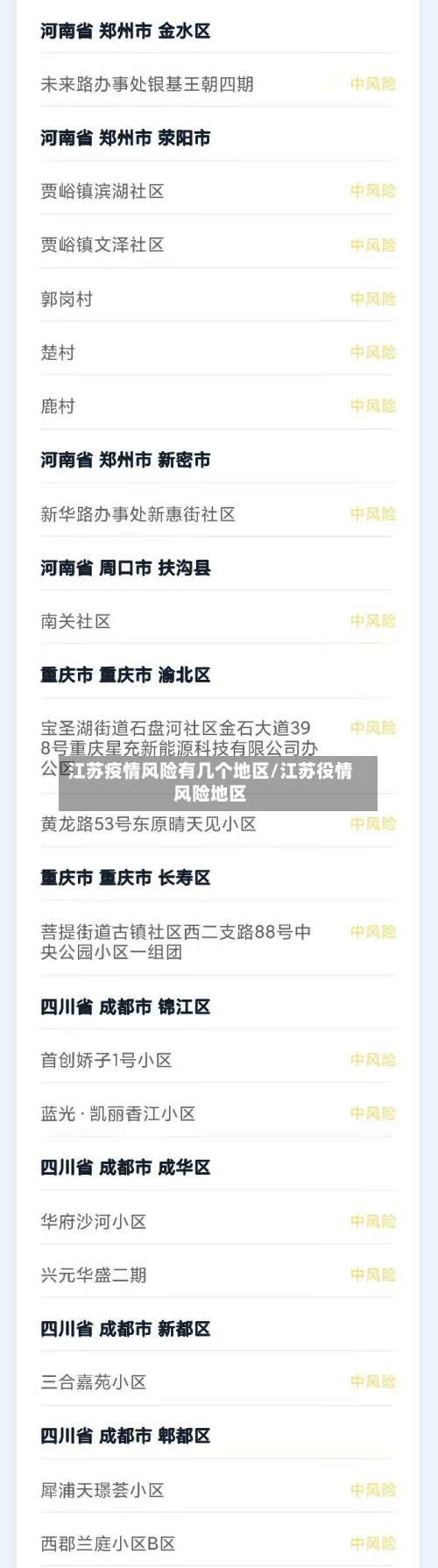 江苏疫情风险有几个地区/江苏役情风险地区-第1张图片