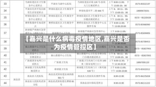【嘉兴是什么病毒疫情地区,嘉兴是否为疫情管控区】-第1张图片