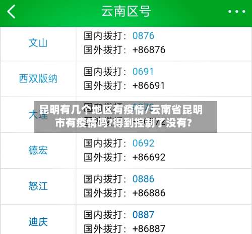 昆明有几个地区有疫情/云南省昆明市有疫情吗?得到控制了没有?-第2张图片